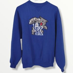 Vintage 90s Y2K Kentucky Wildcats Stitched Blue Pullover Sweater Cadre Athletics